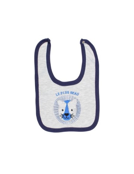 Ensemble bébé garçon 4 pièces  body, bavoir,pyjama,bonnet bleu et gris
