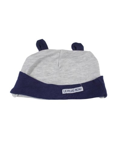 Ensemble bébé garçon 4 pièces  body, bavoir,pyjama,bonnet bleu et gris