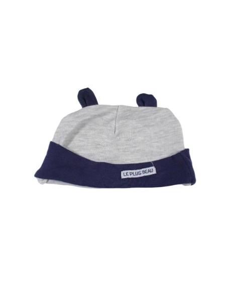 Ensemble bébé garçon 4 pièces  body, bavoir,pyjama,bonnet bleu et gris