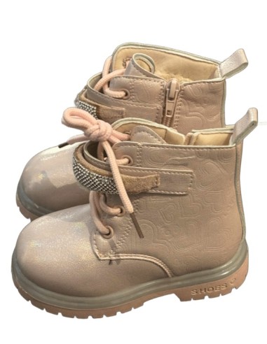 Bottine bébé fille à fermeture rose brillant du 20 au 25