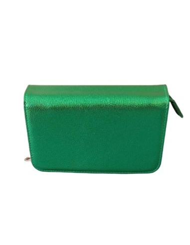 Sacoche porte feuille verte brillante