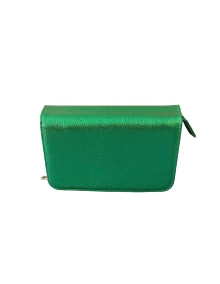 Sacoche porte feuille verte brillante