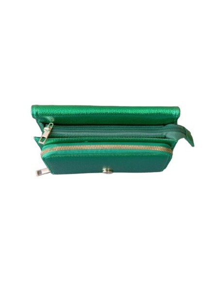 Sacoche porte feuille verte brillante