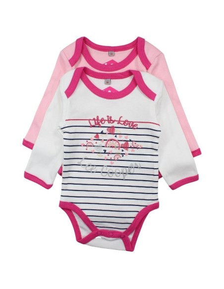 Lot de 2 bodies bébé Lee Cooper rose  et blanc Confort et style