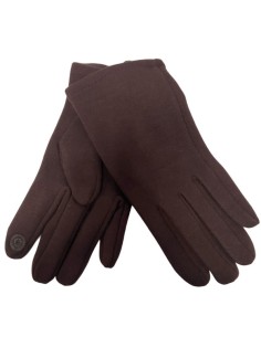 Gants femme uni marron foncé tactile