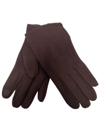 Gants femme uni marron foncé tactile