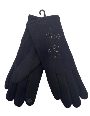 Gants femme strass bleu marine tactile
