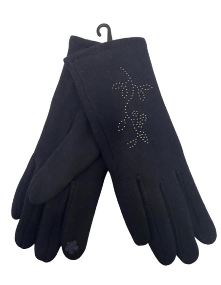 Gants femme strass bleu marine tactile
