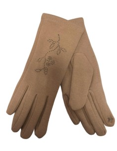 Gants femme strass camel  tactile