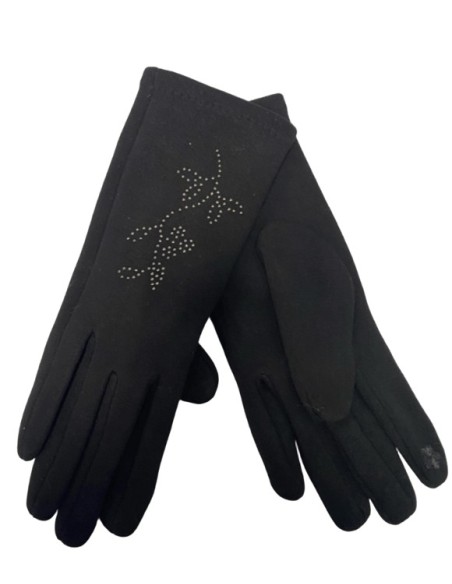Gants femme strass noir tactile