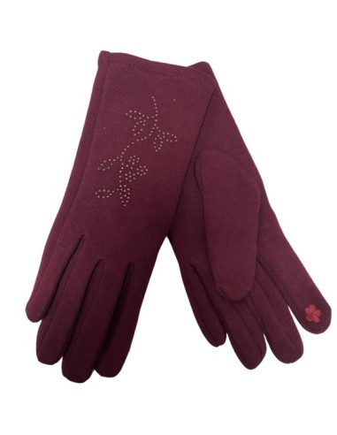 Gants femme strass bordeaux tactile