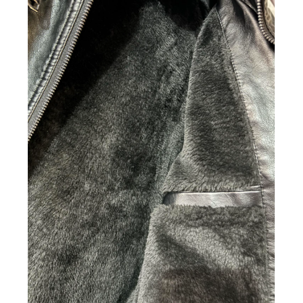 Blouson simili cuir noire homme