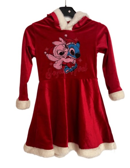 Robe de Noël en velours rouge Stitch et Angel - Enfant
