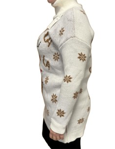 Robe Pull de Noël Col Roulé Blanc - Élégance et Confort 2