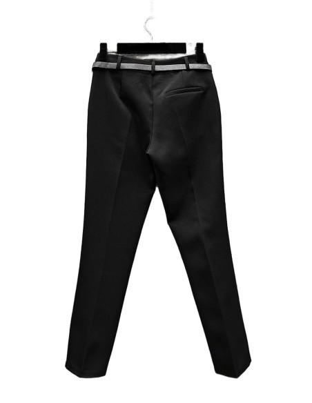 Pantalon noir classique avec ceinture et poches avant
