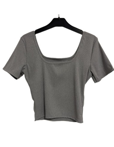Crop top col carré manches courtes  – Disponible en plusieurs couleurs