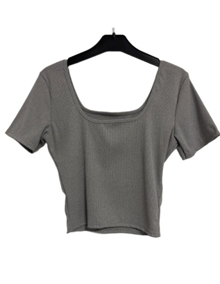 Crop top col carré manches courtes  – Disponible en plusieurs couleurs