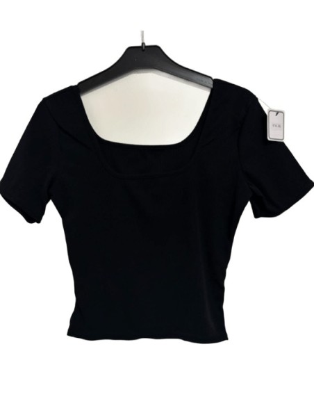 Crop top col carré manches courtes  – Disponible en plusieurs couleurs