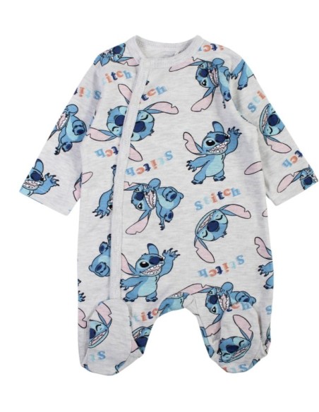 Grenouillère Pyjama Stitch Gris – Motif Disney | 60 % Coton / 40 % Pol