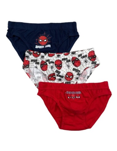 Lot de 3 Slips Enfant Spider-Man – 100 % Coton – Coloris Bleu/Rouge –