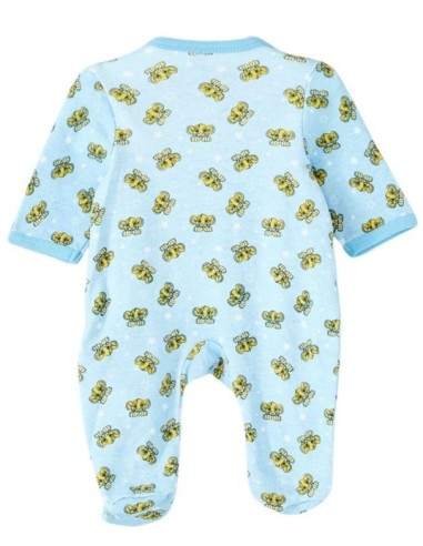 Grenouillère Bébé Roi Lion – Bleu Clair Rayé – 100 % Coton – Motif Sim