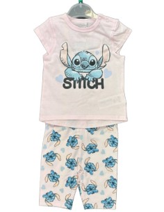 Ensemble Bébé Stitch Rose – T-shirt et Legging en Coton | Tenue Bébé D