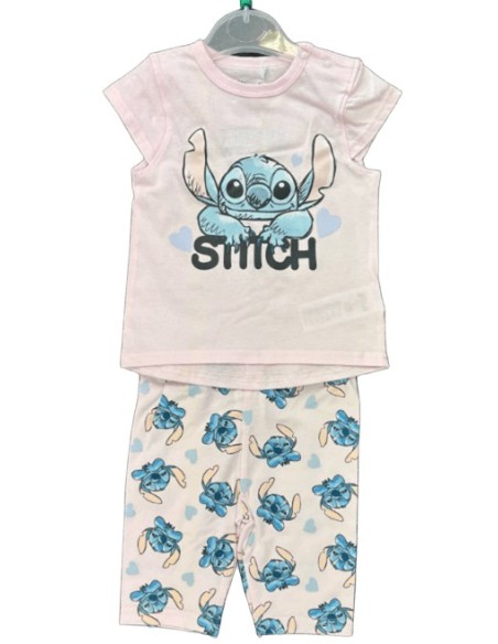 Ensemble Bébé Stitch Rose – T-shirt et Legging en Coton | Tenue Bébé D