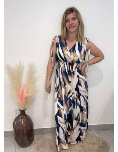Robe Mélanie marron/bleu canard (magique)