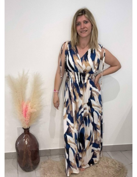 Robe Mélanie marron/bleu canard (magique)