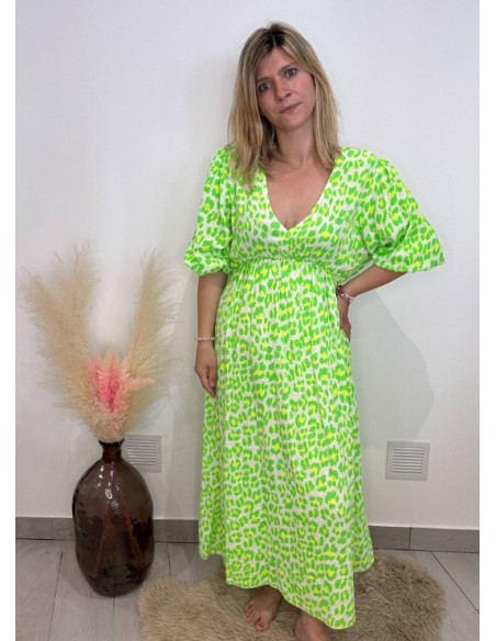 Robe Amanda vert fluo
