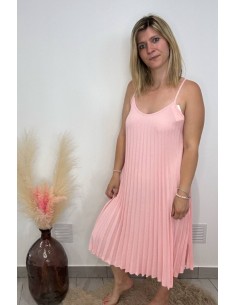 Robe Cécile plissée rose