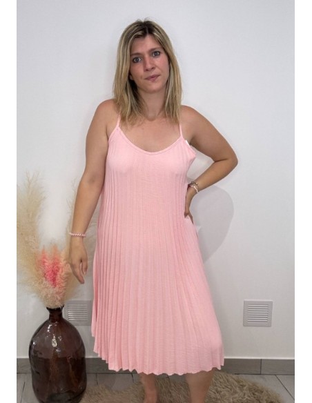 Robe Cécile plissée rose
