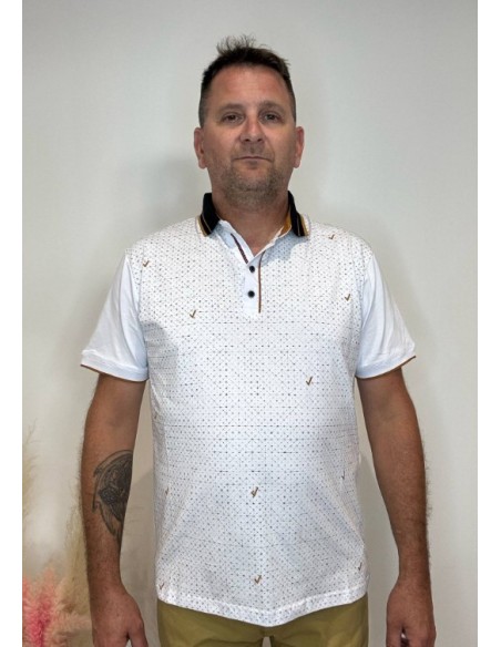 Polo homme blanc/camel