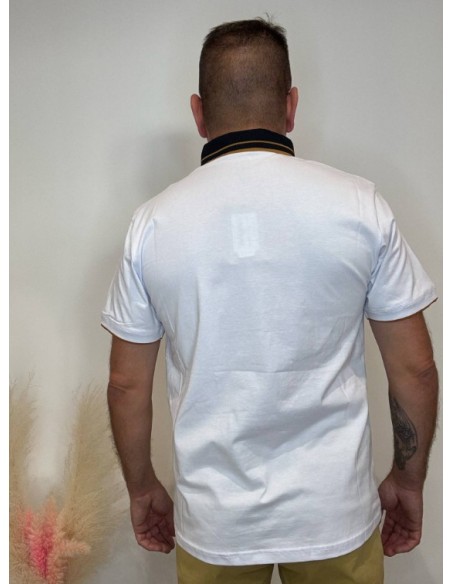 Polo homme blanc/camel