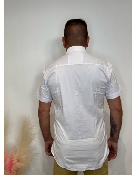 Chemisette homme blanche/beige