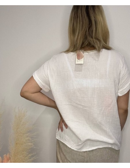 T-shirt Nadège brodé blanc