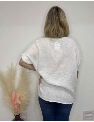 T-shirt Bohème en gaze de coton blanc