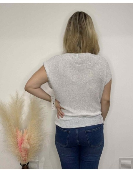 Pull sans manche paillette couleur blanc