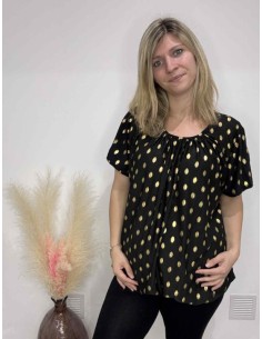 T-shirt noir femme avec dorure