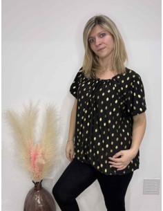 T-shirt noir femme avec dorure 2
