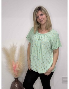 T-shirt vert femme avec dorure 2