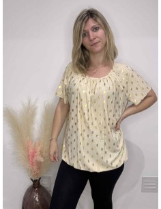 T-shirt beige femme avec dorure