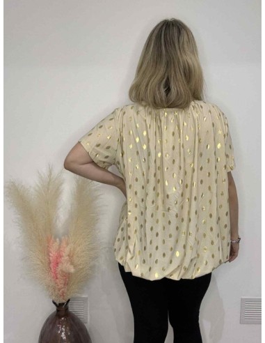 T-shirt beige femme avec dorure