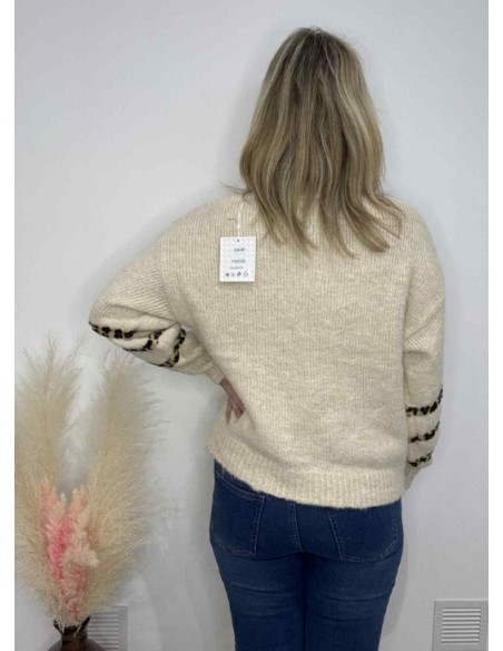 Gilet à boutons léopard écru