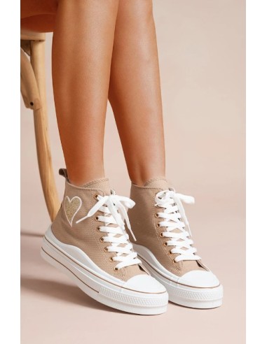 Basket cœur haute femme taupe