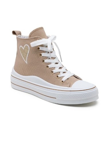 Basket cœur haute femme taupe