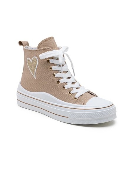 Basket cœur haute femme taupe