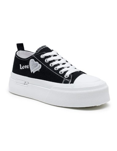 Basket love cœur basse femme noire