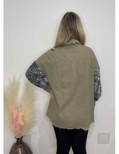 Chemise en jeans avec sequin kaki