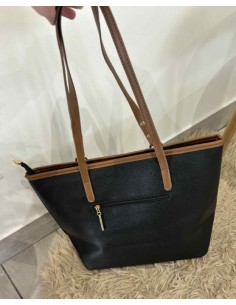 Sac à main grand format noir/marron 2